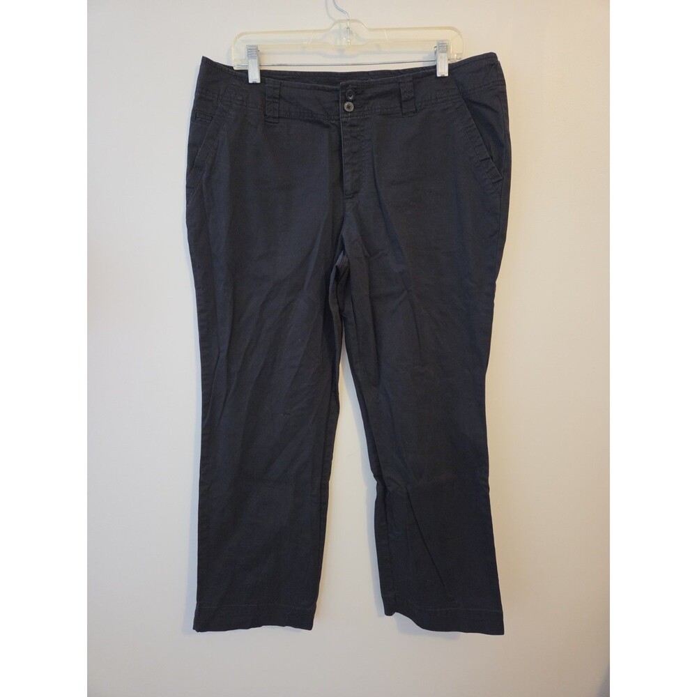 Black Petite Cropped Chino Capirs Pants Sz 14 Stretch Straight Leg Outdoor Work
